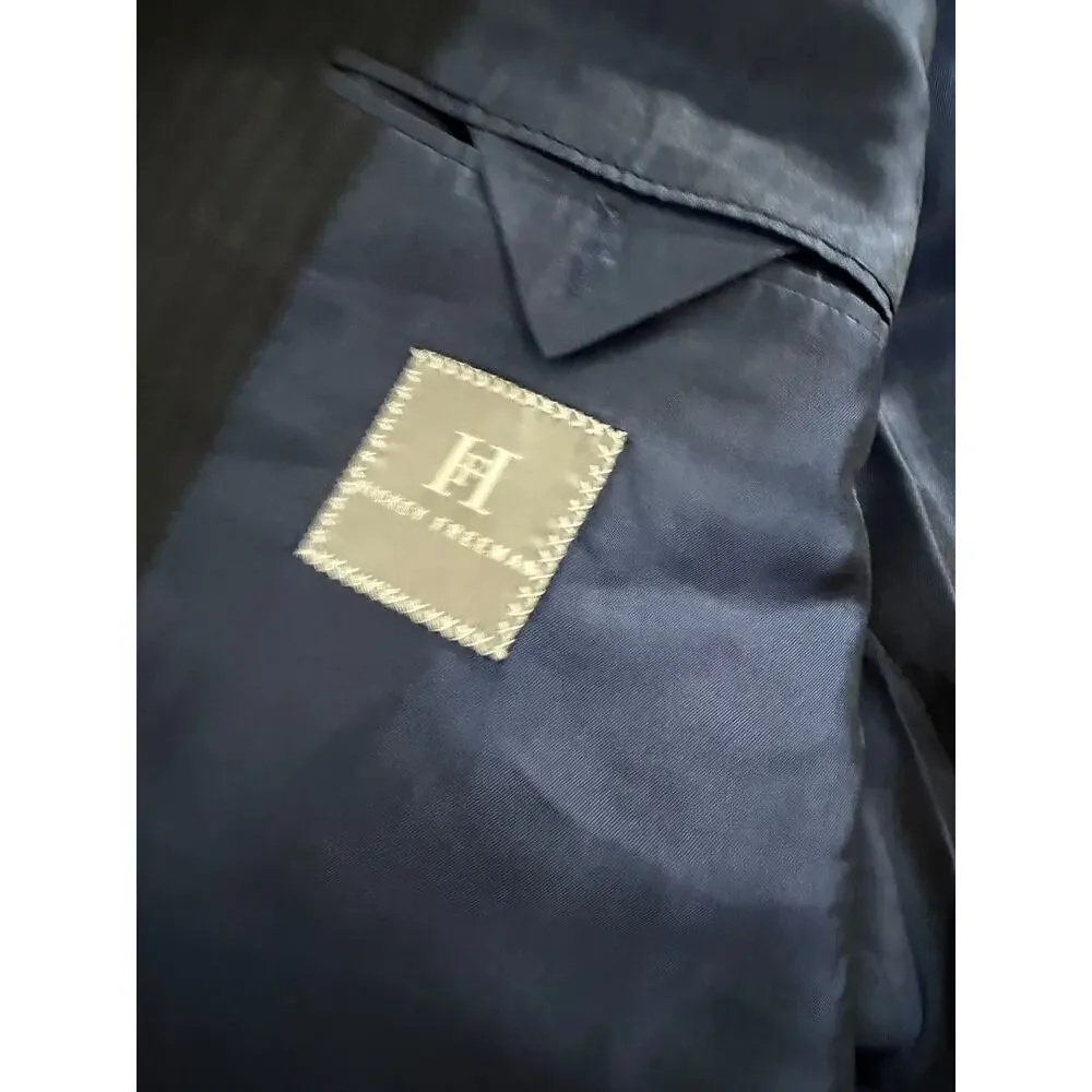 Hickey Freeman Men’s Blazer 46L Navy Pinstripe Wool Suit Jacket USA